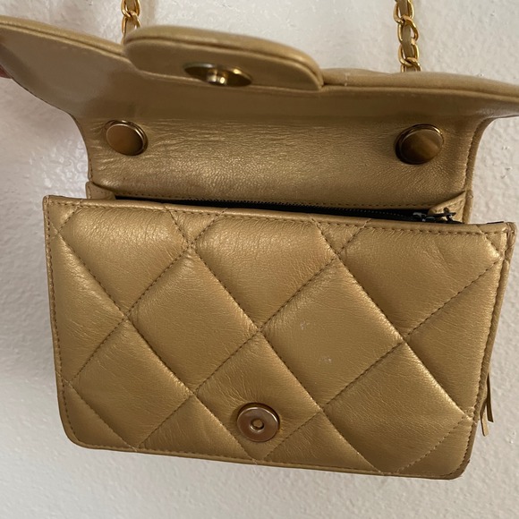 Quilted Mini Baguette Shoulder‎ Bag Gold Chain Crossbody Purse - Picture 6 of 10